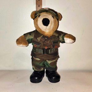 Vintage 1994 JJ Wind Patriot Bear U.S. Army Soldier Plush Toy 11"  Camo ~ Pepsi